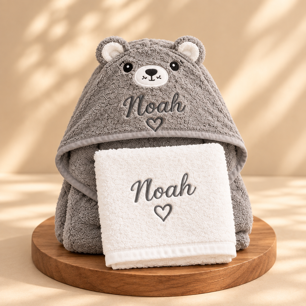 Coffret Bain Bébé Personnalisé – Cape & Serviette