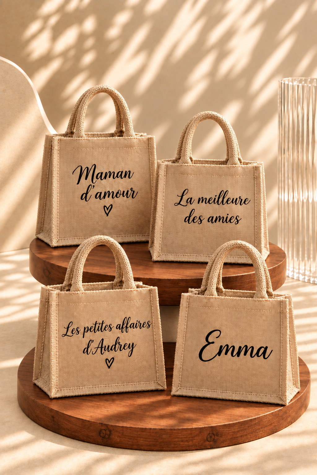 Cabas en jute personnalisé avec prénom - EB CRÉATIONS 