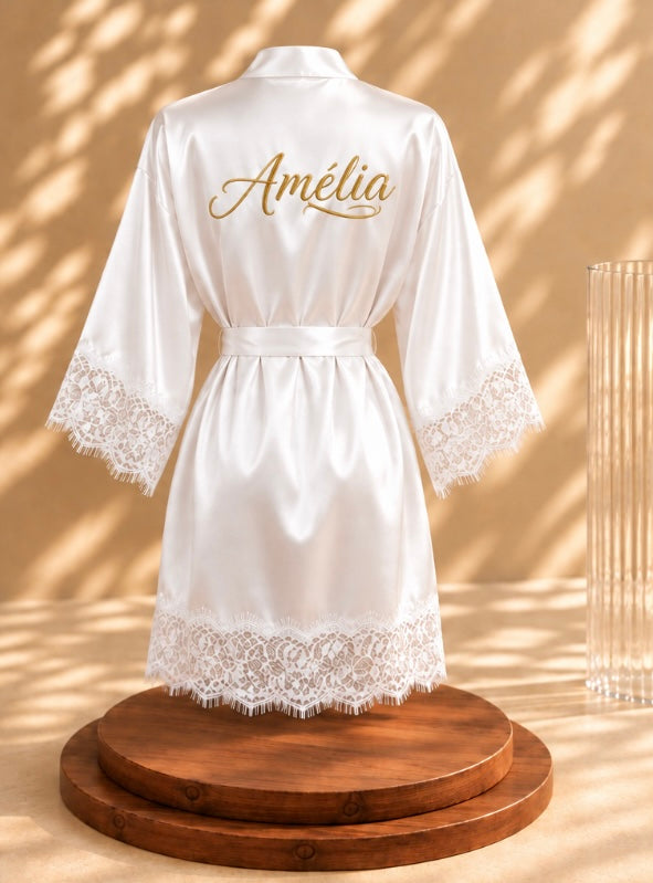 Peignoir Satin Personnalisé Femme