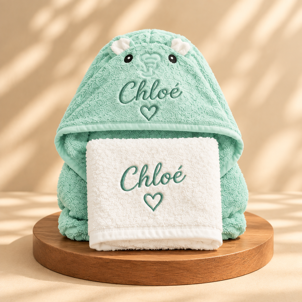 Coffret Bain Bébé Personnalisé – Cape & Serviette