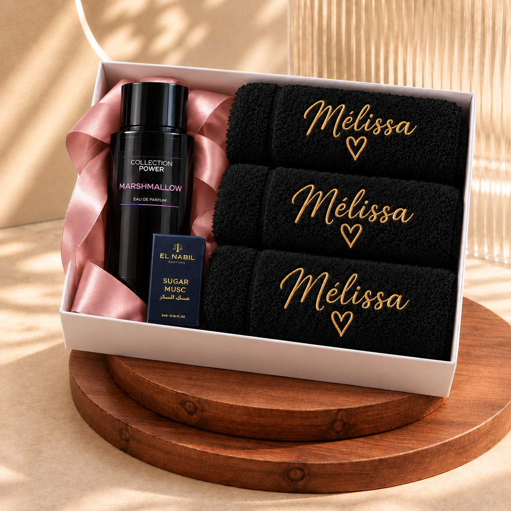 Coffret Bien-Être Personnalisé – Serviettes & Parfum