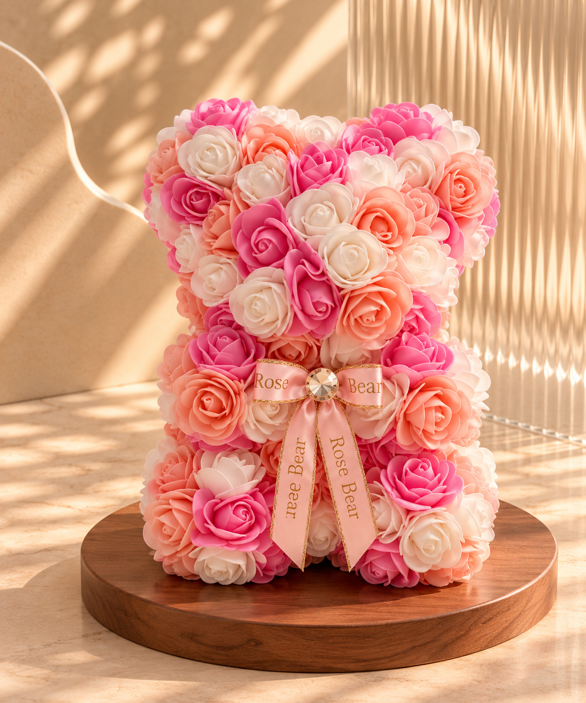 Nounours en roses éternelles personnalisé - EB CRÉATIONS 