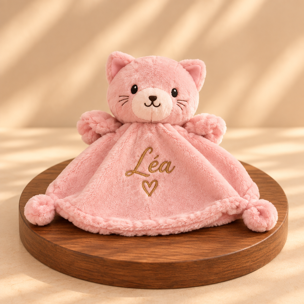 Doudou chat rose